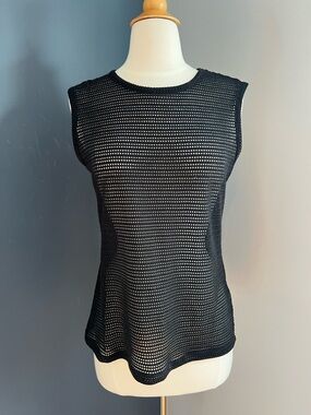 DKNYC Black Mesh Sleeveless Top Sheer Open Knit Minimalist Layering
